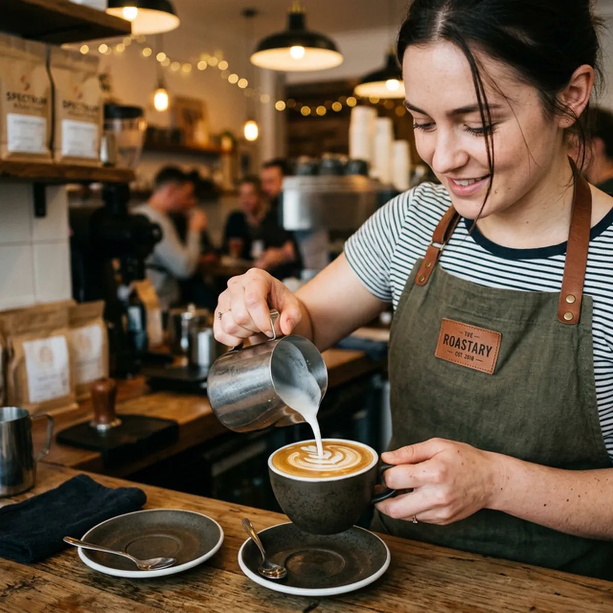 Barista pouring artisanal coffee